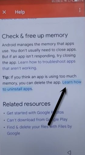 tap to link learn how to uninstall apps