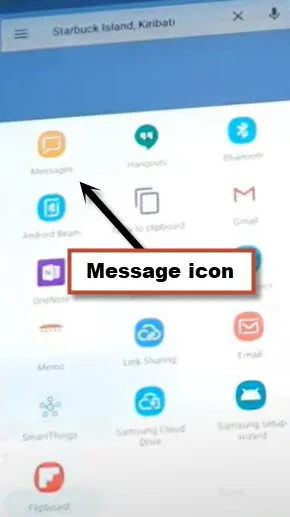 tap to message icon from share options to bypass frp Galaxy C5 Pro, C5