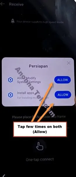 tap few times on Allow from popup Xshare