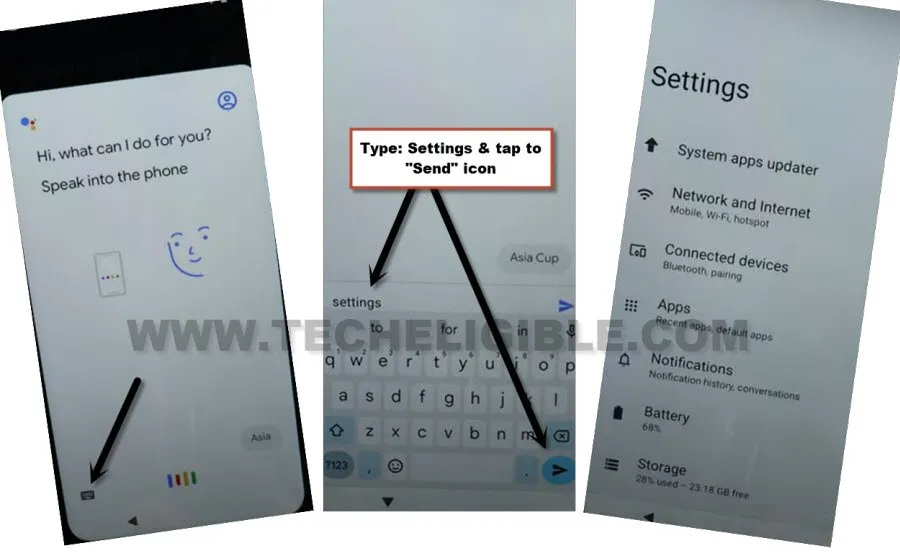 Open settings from google listening popup screen to remove google account Xiaomi Redmi A1