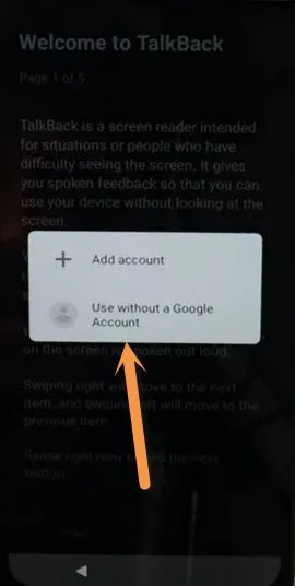 tap on use without a google account