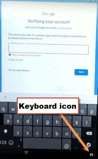 tap to keyboard icon to bypass frp alcatel Pixi 3 (10)