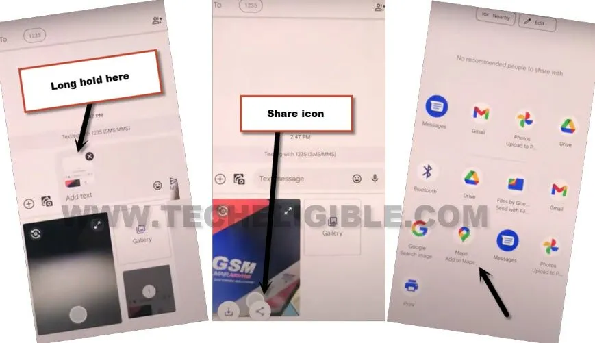 Take screen shot and tap to share option to bypass frp Google Pixel 4
