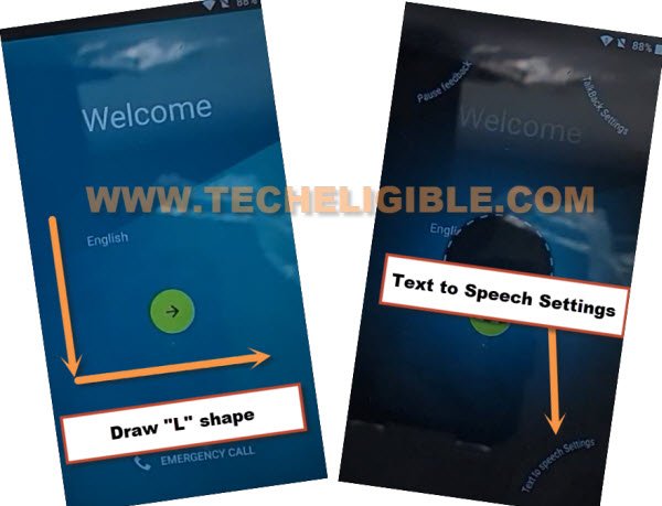 go to text to speech settings from welcome screen talkback to bypass frp alcatel fierce xl