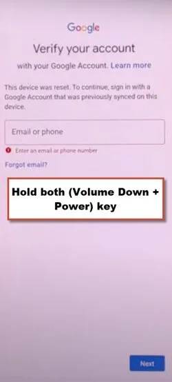 Hold volume and power buttons
