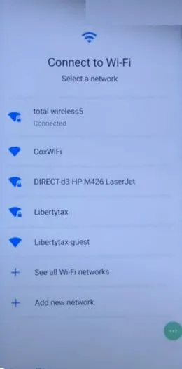 go back on connect to WiFi screen to bypass frp TCL Stylus 5G