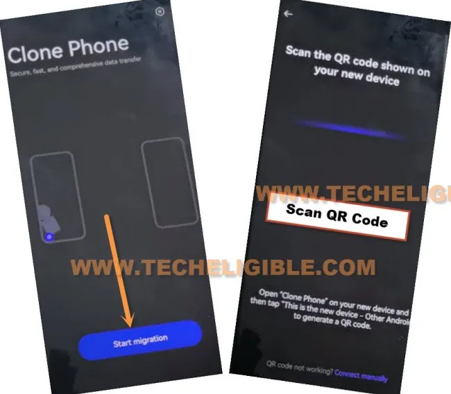 scan QR code with oppo phone clone app to bypass frp realme C55
