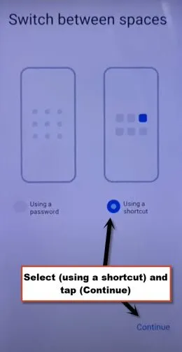 Select using a shortcut from second space screen to bypass frp redmi note 10T