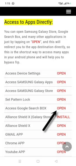 access google app directly