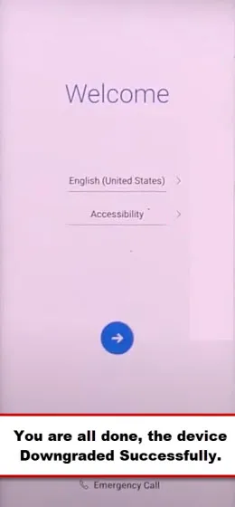 LG Welcome screen after completing flashing process