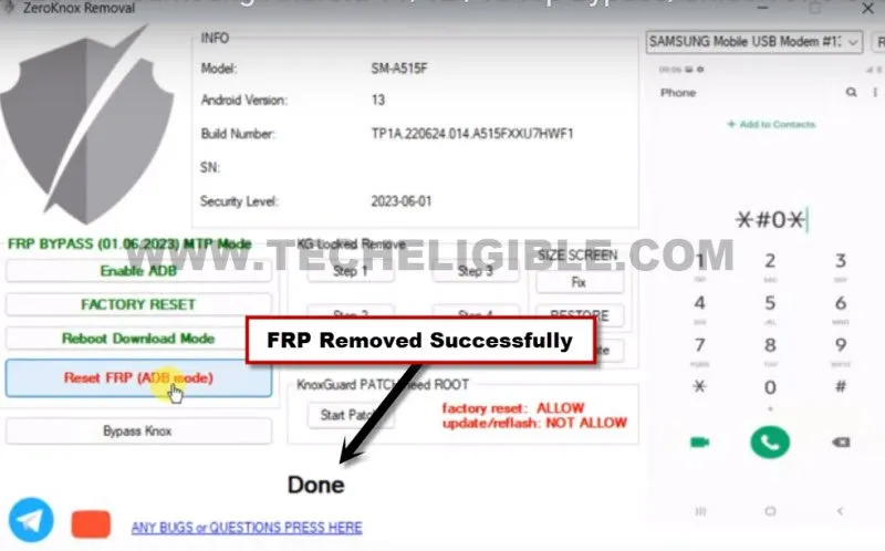 FRP bypass is done by ZeroKnox Removal Tool