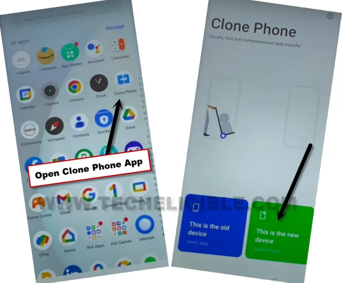 Open Clone Phone app to bypass frp Realme Narzo 60X