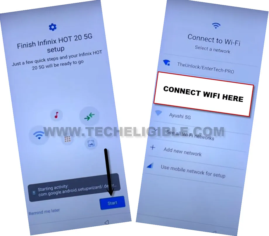 You wil see finix infinix hot 20 setup screen to bypass frp