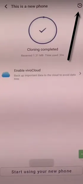 hit on clock icon after transferring app to bypass frp VIVO V20