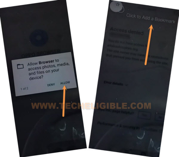 tap on click to add a bookmark to bypass frp OPPO A31