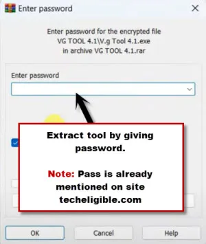 Give pass to extract VG software 4.1