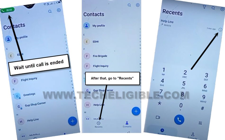 Call is disconnected and go to recents option to bypass frp account itel A58