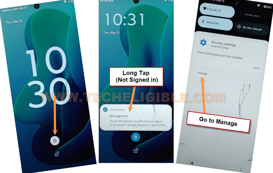 long tap on not signed in to Bypass FRP All Moto Android 14