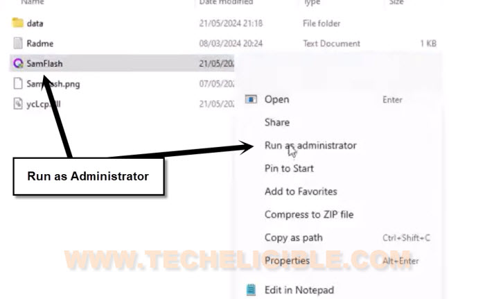 Run Samflash Tool as administrator