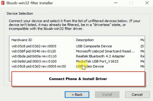 choose driver to install on PC for ZTE Nubia A36