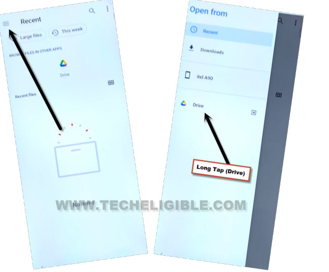 long tap on drive option
