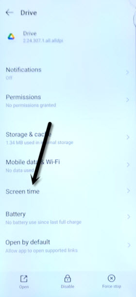 tap at screen time option for bypass frp