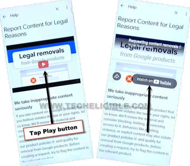 tap on youtube video to play it and access to youtube