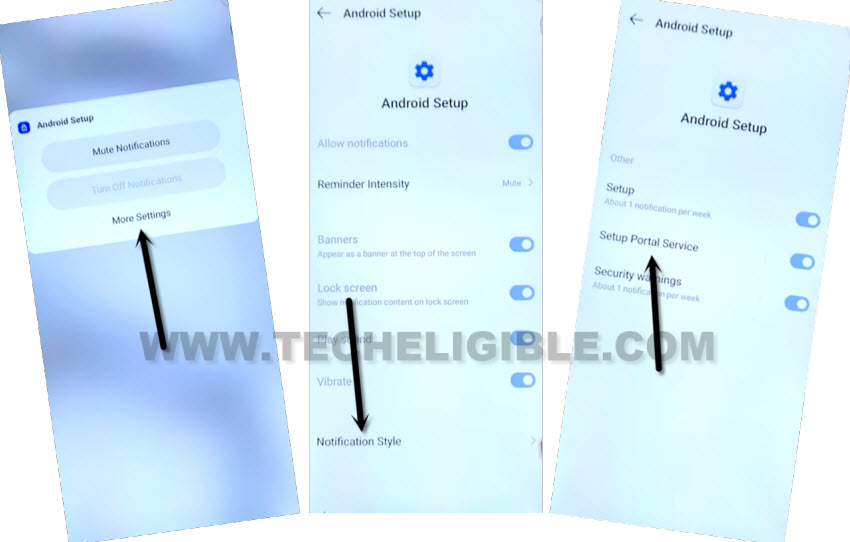 tap to notification style to Bypass FRP Itel A90