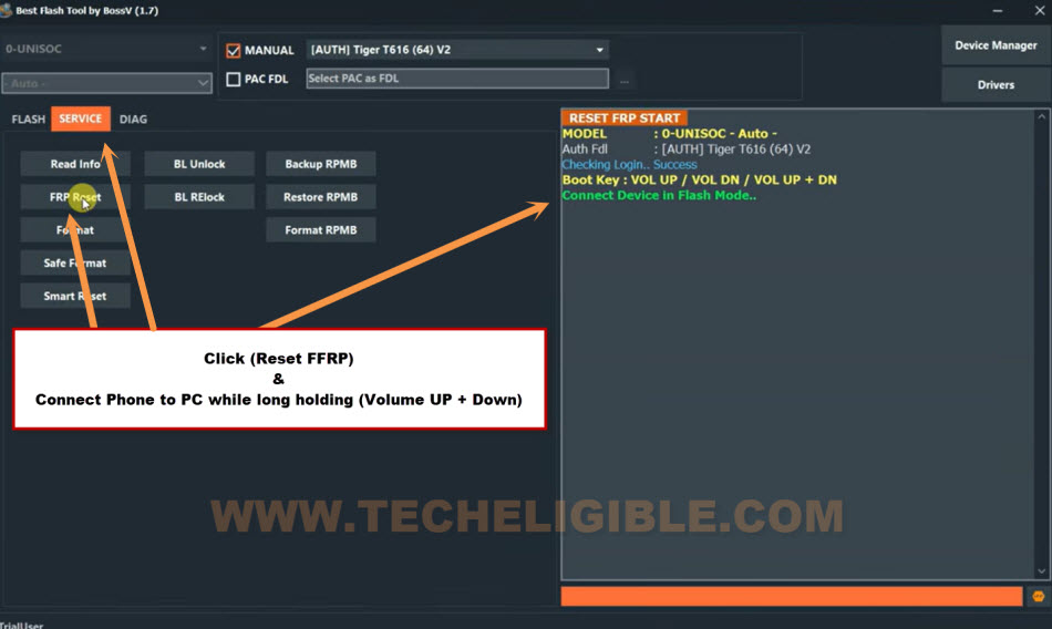 Click reset frp option and connect ZTE Nubia A36 with pc
